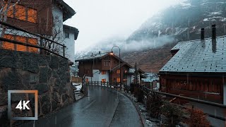 Walking in the Rain, Zermatt Switzerland and Mattervispa, Rain and City Sounds thumbnail