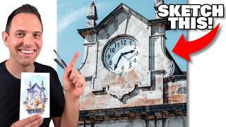 How To Sketch A Stone Clock Loosely | Urban Sketching For Beginners thumbnail