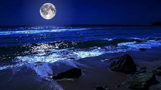 Fall Asleep On A Full Moon Night With Calming Wave Sounds - 9 Hours of Deep Sleeping on Mareta Beach thumbnail